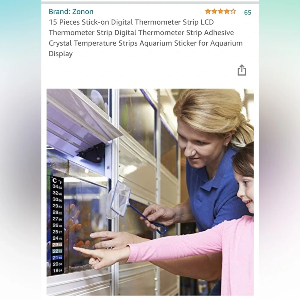 6/$20 Zonon 15-Pc stick-on Digital LCD Thermometer Adhesive Strip for Fish Tank
